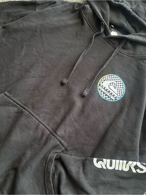 NWOT Vintage Y2K Quiksilver Checkered Surf Fleece Pull Over Hoodie Mens Size XL